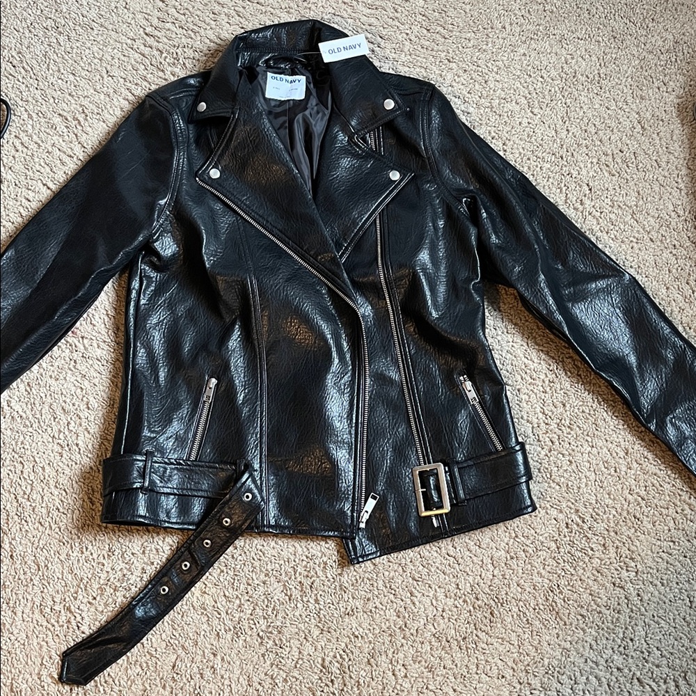 Old Navy Vegan Leather Black Moto Jacket